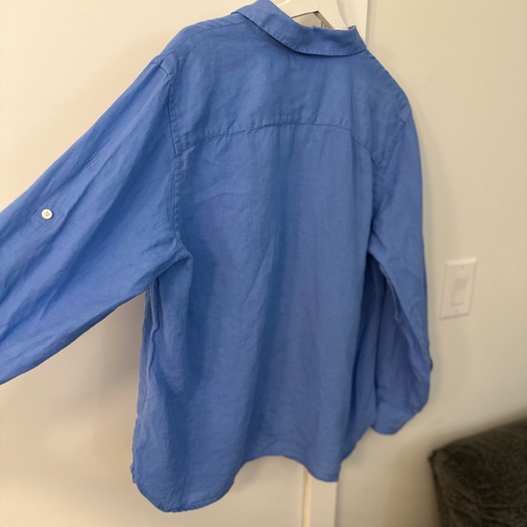 Lauren Ralph Lauren Classic Blue Shirt 100% Linen XL Preppy Old money - Picture 8 of 13